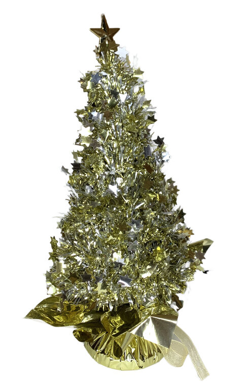 Choinka Bożonarodzeniowa 27 cm mieniąca złoty kolor (1)